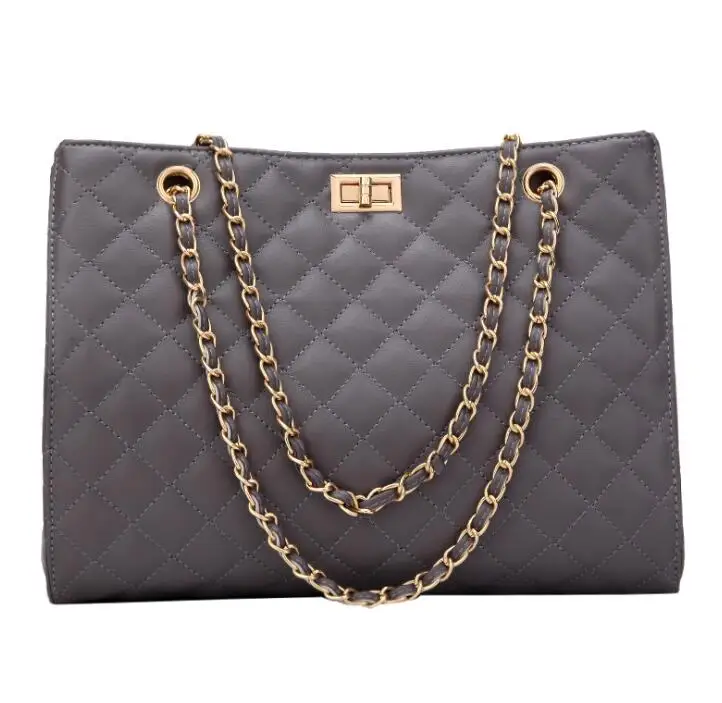 Оптовая продажа новейший бренд Женская Повседневная Сумка-тоут женские сумки с цепочками и алмазным узором сумка через плечо из искусственной кожи для девушек