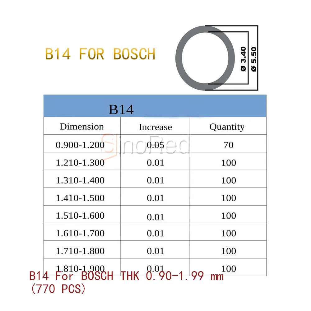 On Sale Adjusting Shim B14 For BOSCH THK 0.90-1.99mm 770 PCS Special For Diesel Common Rail Pump