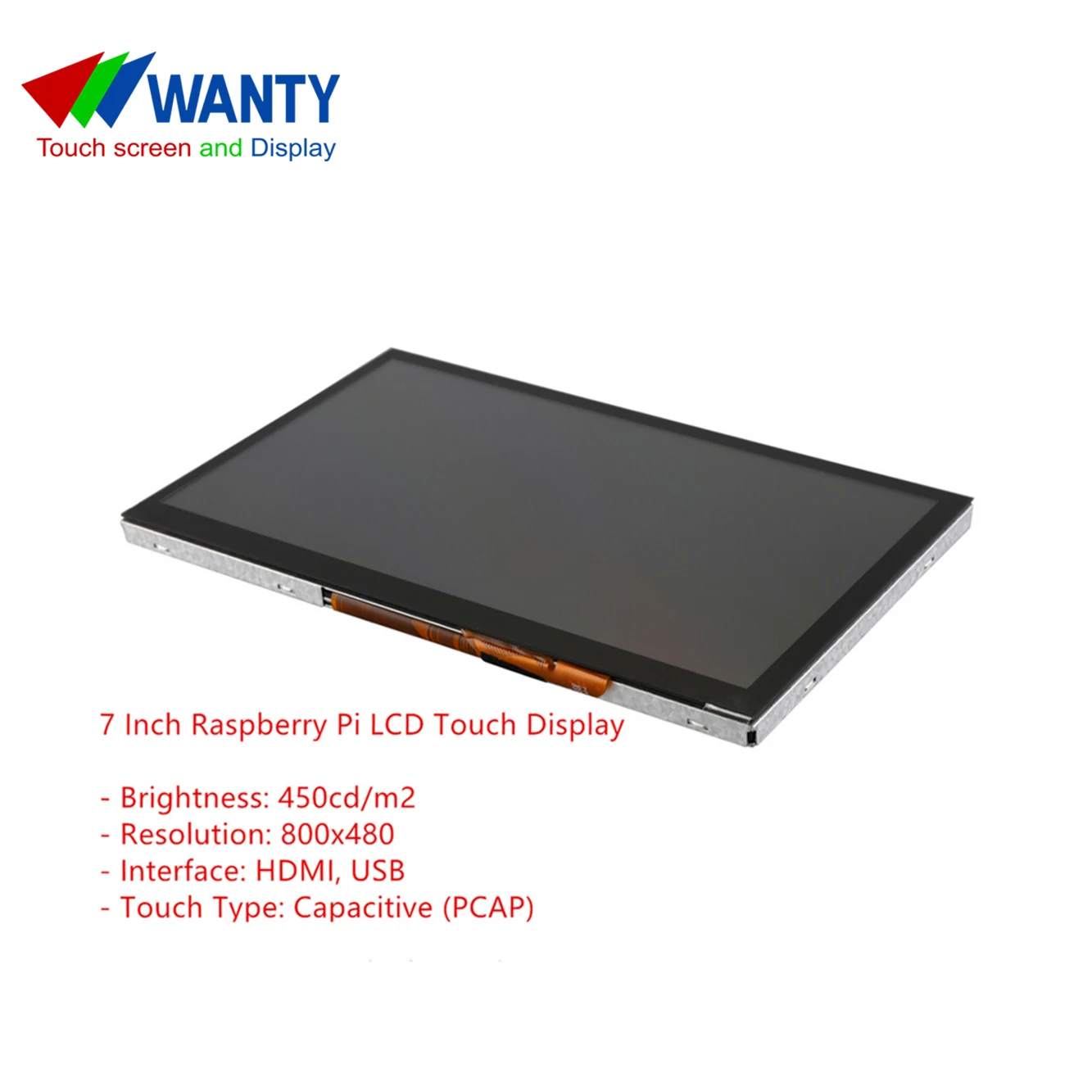 450 Nits  7 Inch Capacitive Touch Panel 800*480 TFT LCD HD-MI USB Touch Screen Display