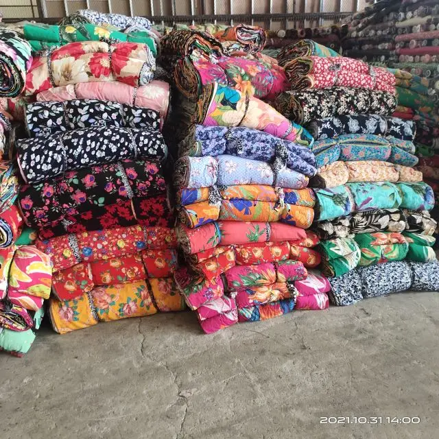 Wholesale stock woven rayon viscose floral  printed  100% rayon mix ready goods by kg price