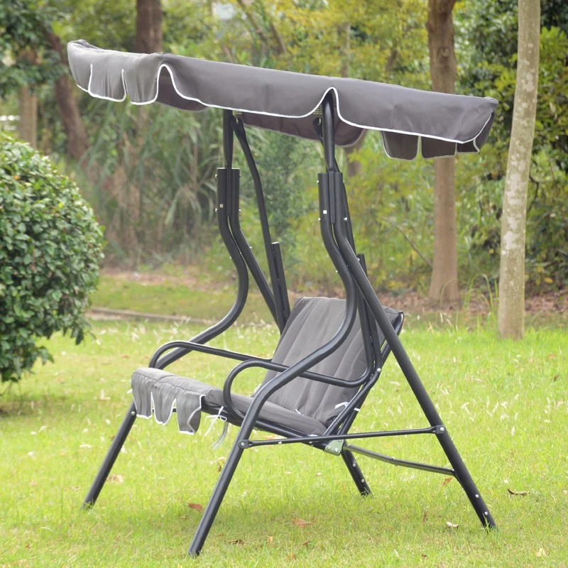 Экономичный Железный Комплект качелей для патио, качели с 3 сиденьями, садовое уличное качели из ротанга