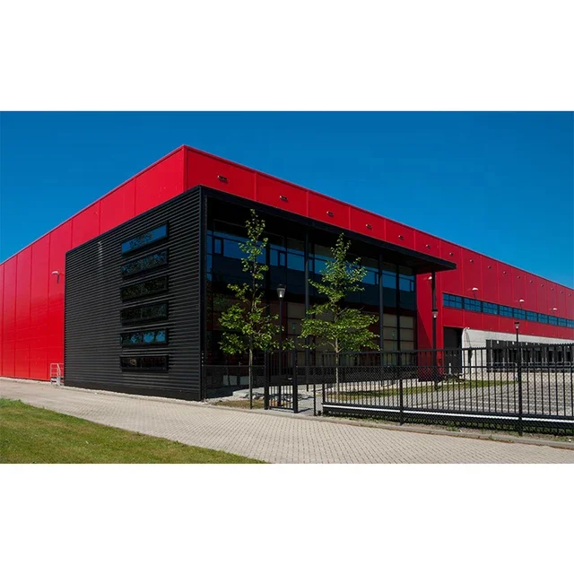 Manufacturer steel structure office building large span commercial building with glass curtain design