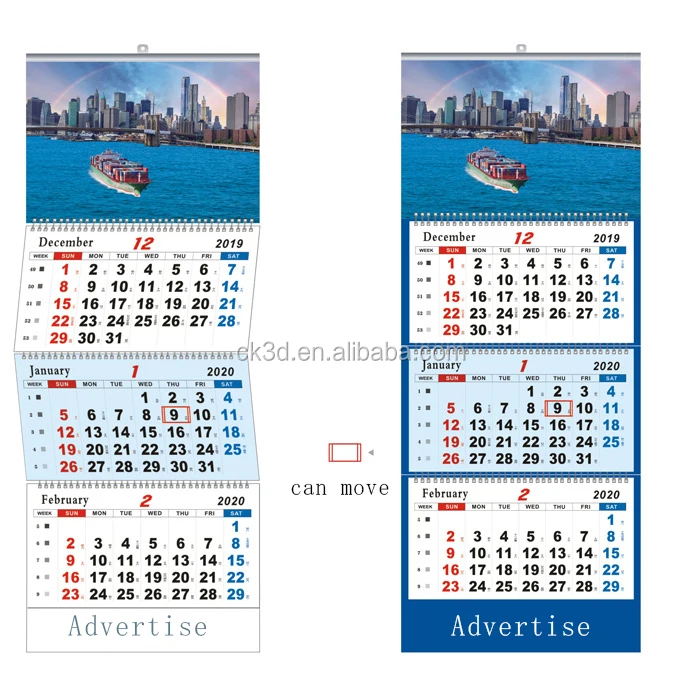 Newest custom hot sale 3 months fold wall calendar