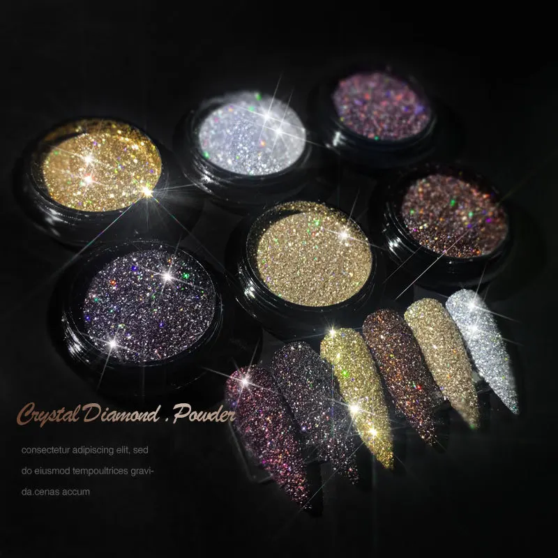
6 colors exquisite nail polish glitter powder party sparkle crystal diamond powder 