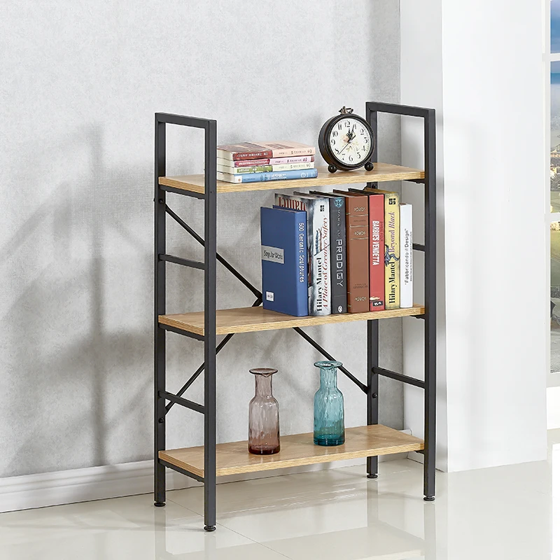 Storage Shelf Book Shelves Rack Wood Metal Frame Nature Design Bookcase