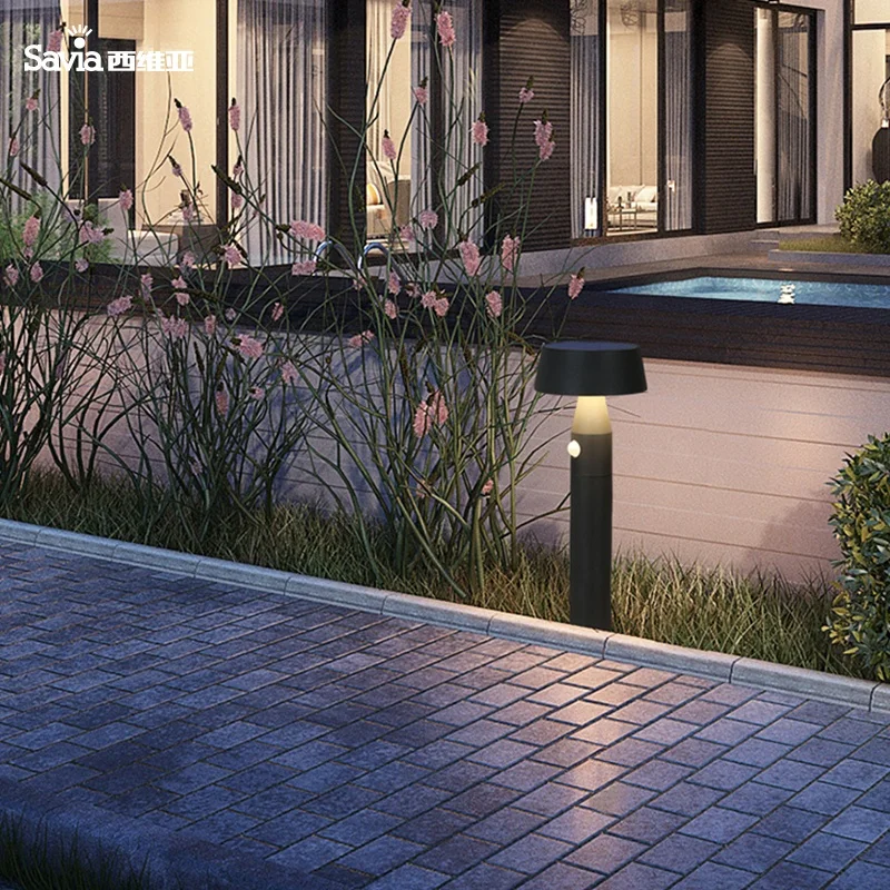 Savia Led Solar Motion Sensor Bollard Light For Outdoor Garden Landscape Lawn 1.5W IP54 No Wiring