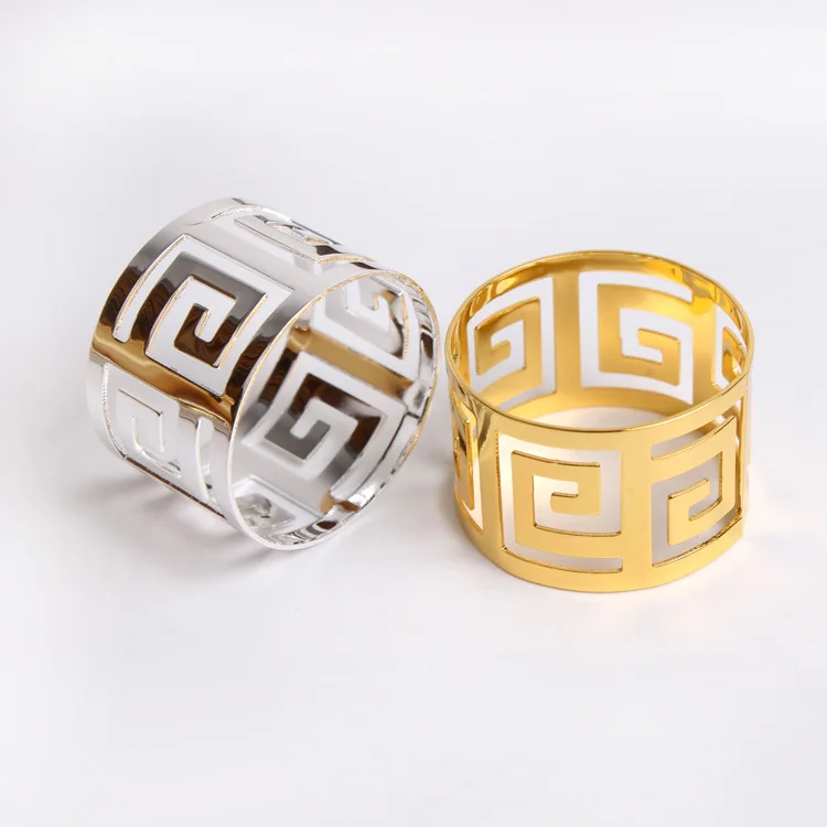 Золотые кольца для салфеток, оптовая продажа, круглое серебряное кольцо для салфеток для фестиваля, свадьбы, Рождества, вечеринки, банкета, украшение