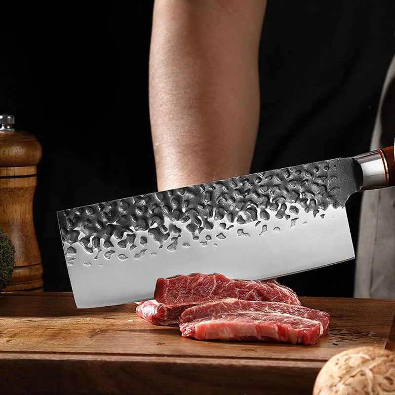 Handmade Forged High Carbon Steel Kitchen chef cleaver Knife Japanese Knives Set With Wood Handle