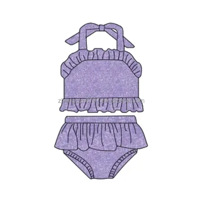 Custom Summer Toddler Baby Bikini 2024 Kids Swimwear Flower Print Suspender Top Shorts Teenage Girls Swimsuits