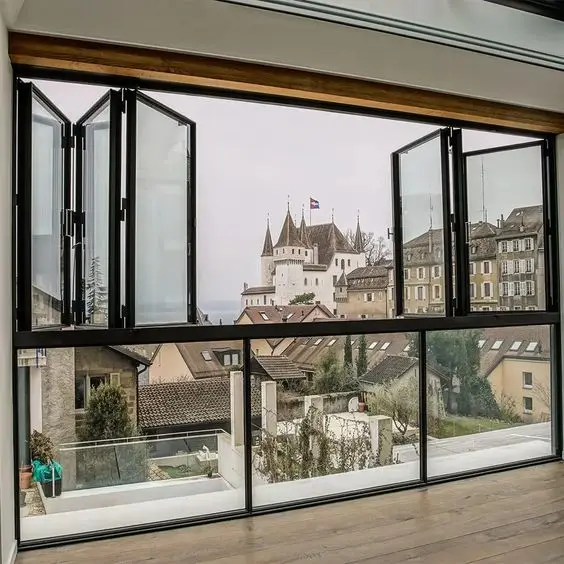 JBDhome Aluminium Tempered Glass Bi Folding Windows Indoor Horizontal Folding Local Window Aluminium Bifold Window