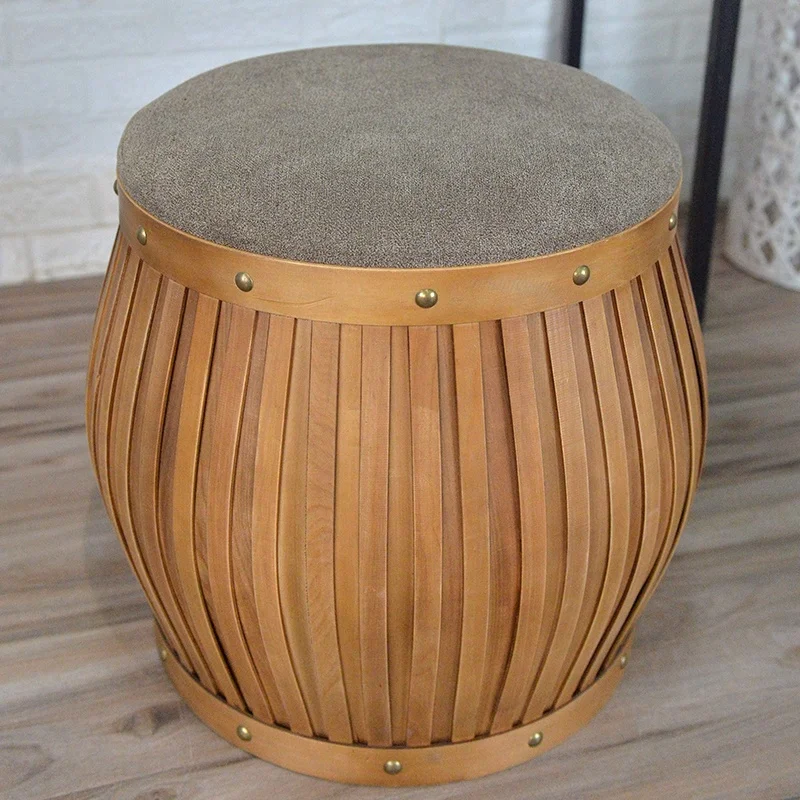 
Wooden batten woven stool Chinese style flannel wooden stool 