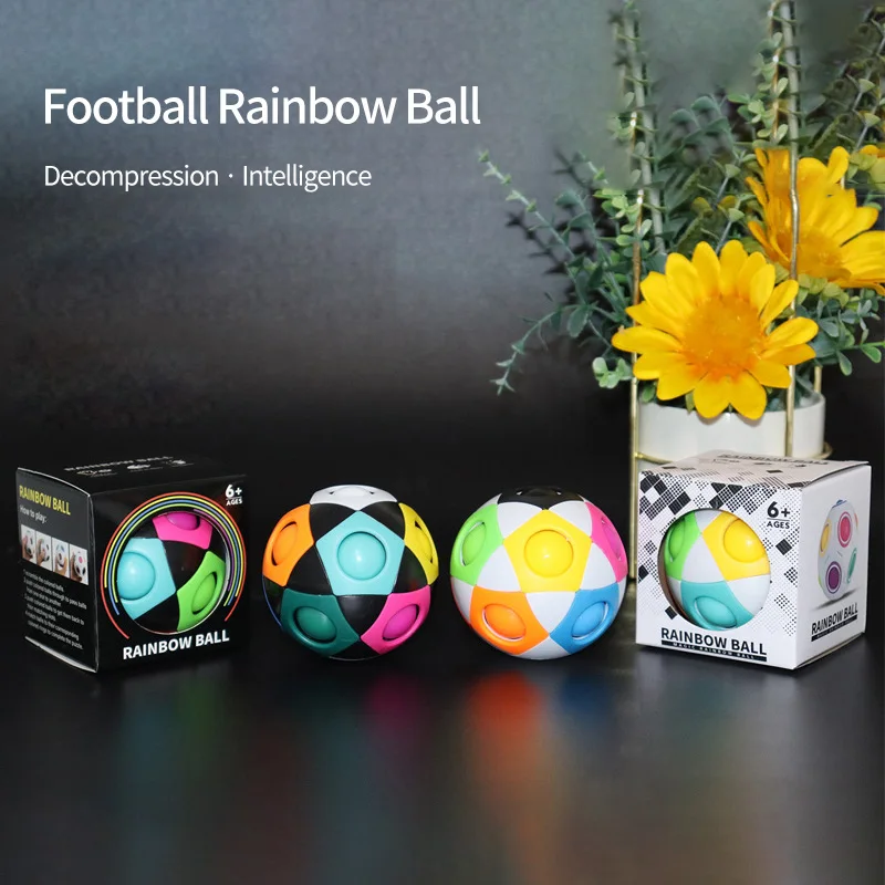 Decompression football rainbow ball Cube 12 hole intelligence toys Decompress magic ball toys cubes for kids