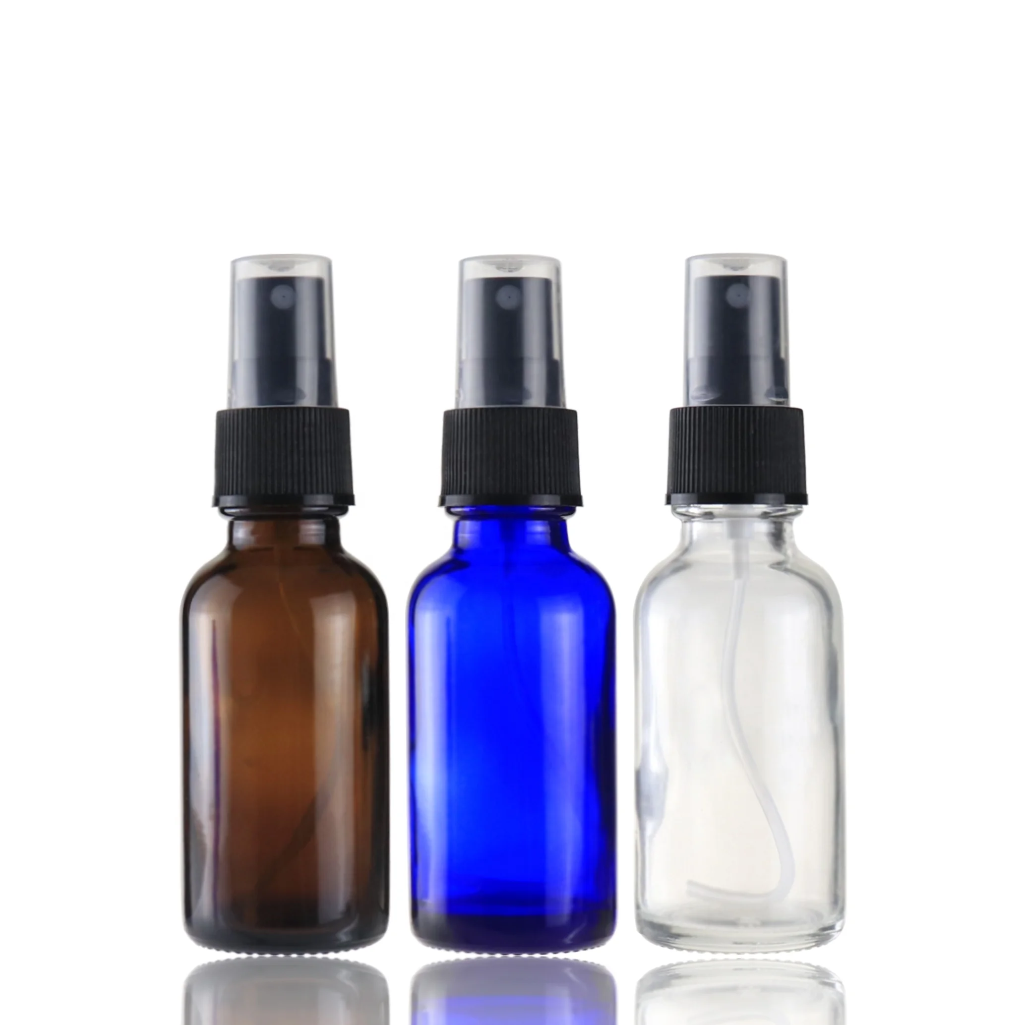 Refillable Glass Pump Bottles 1oz 2 oz 8 oz Clear Glass Boston serum Bottles with Droppers for Essential Oils