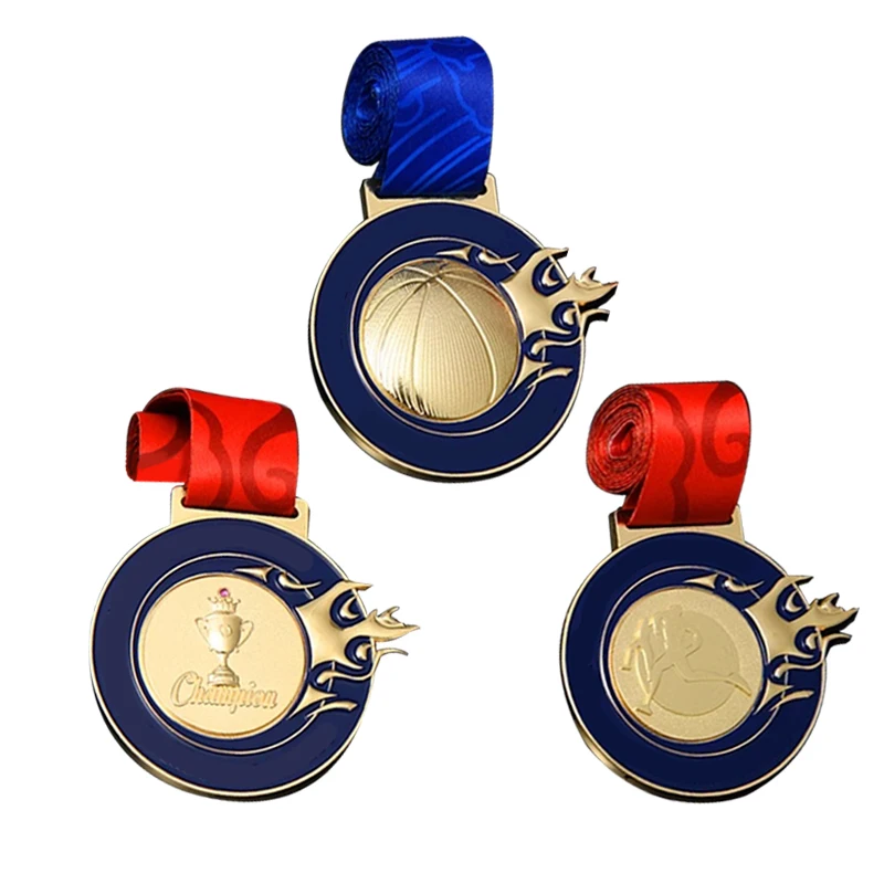 Custom Made Logo Zinc Alloy Silver Enamel Bronze Medallion Engraved Sports Finisher Medals Metal Medals