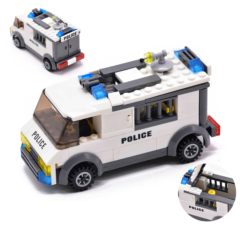 New City Police Patrol Car Model Figure Blocks Educational Construction Building Bricks Toys For Children Christmas Gift