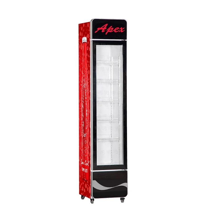 APEX Commercial refrigerator Glass 1-door Upright Narrow slim display 0 to 10 degree
