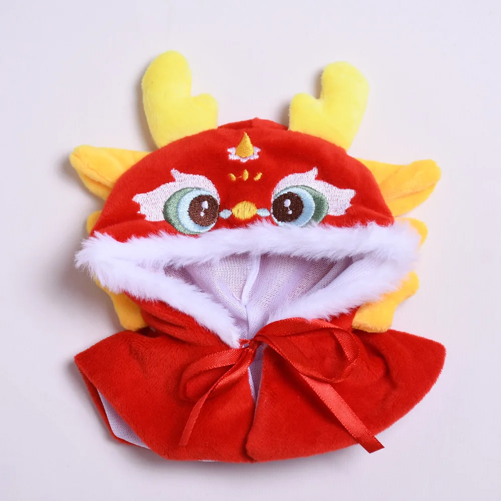 Labubu New Year Lion Dance Shawl for Girls Generation II Pendant Clothes Only Cartoon Plastic Toy for Dolls