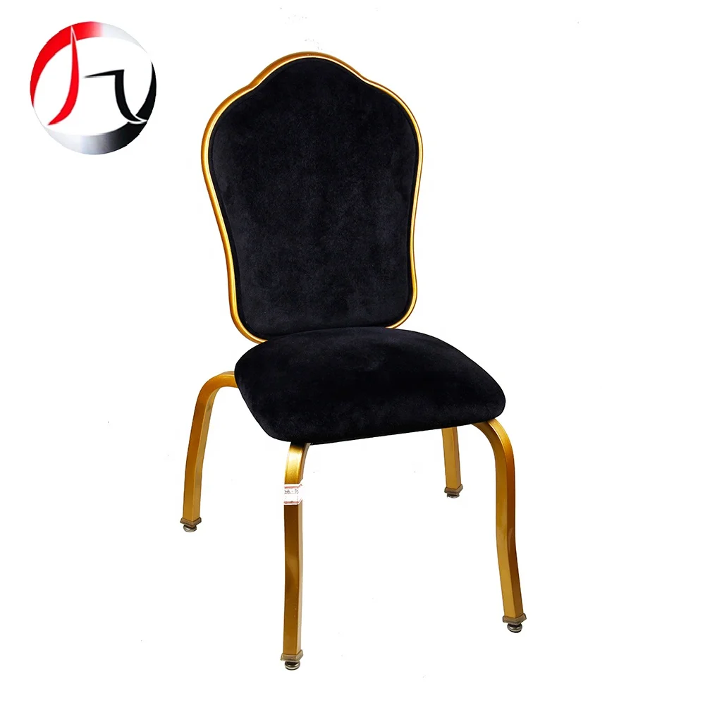 Commercial conference room black velvet aluminum used stackable hotel banquet chairs