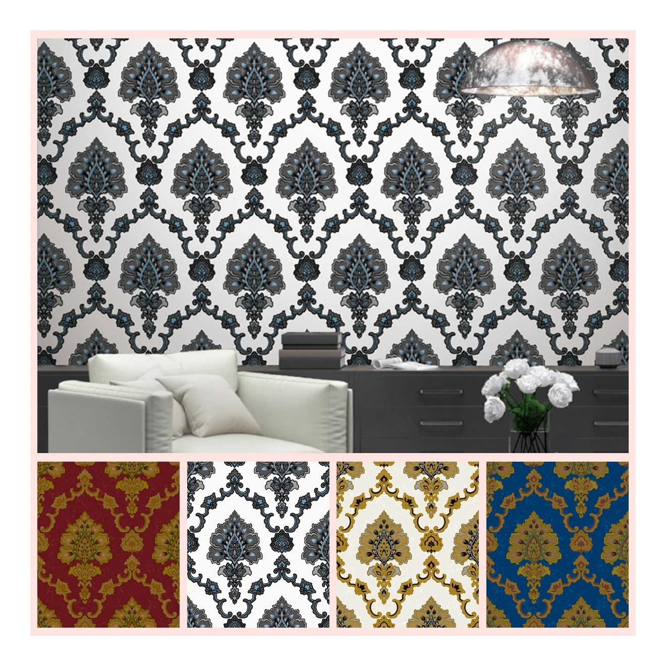 
Classic 3d wallpaper for bedroom living room wall paper decoration from China factory 