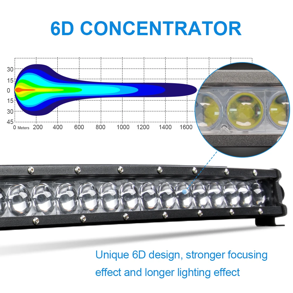 RCJ Wholesale Car LED Light Bars Off Road LED Light Bar 50 Inch Curved LED Light Bar for Truck Barras LED Para Auto Offroad
