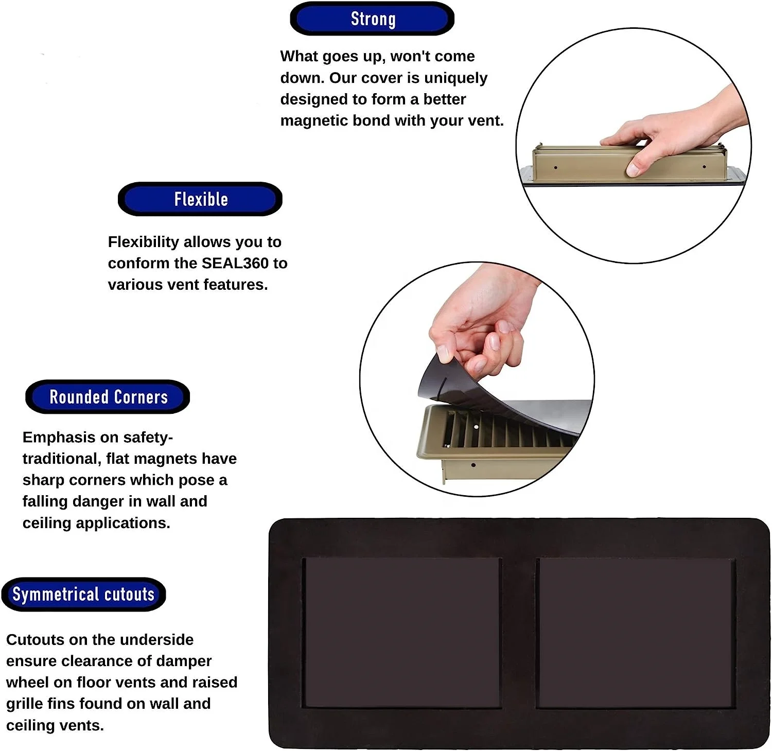 Customized Flexible Brown HOME floor decoration Floor Air Vents and Registers strong magnetic vent covers (3-pack)