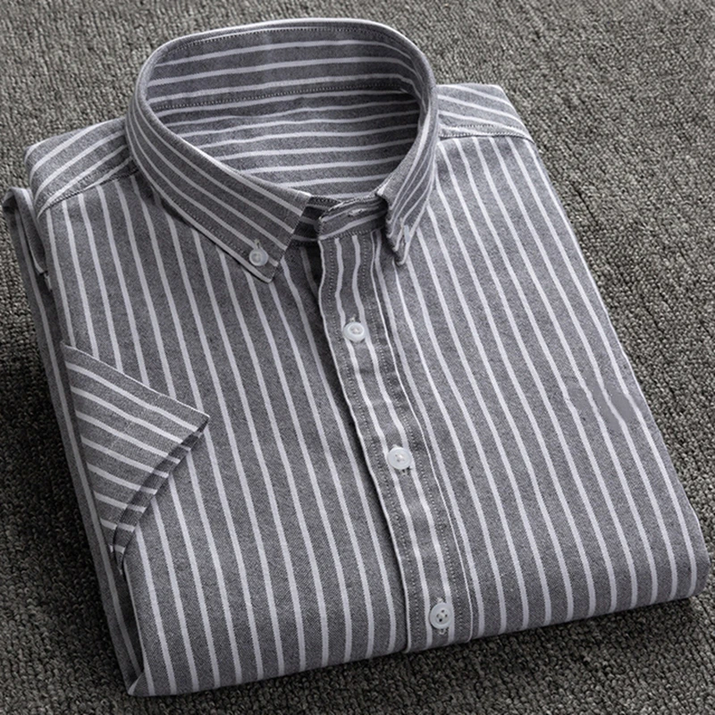 Custom Button Up Shirt Summer Short Sleeve Turndown Collar Regular Fit New Oxford Fabric 100% Cotton Shirts