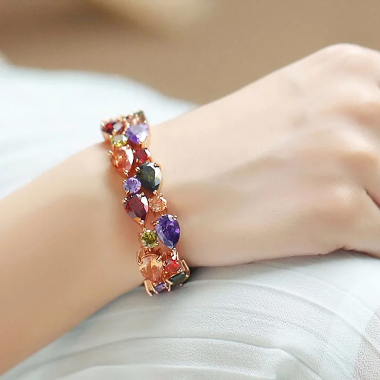 Charm CZ Bracelet For Women Rose Gold color Mona Lisa Bangle Bracelet