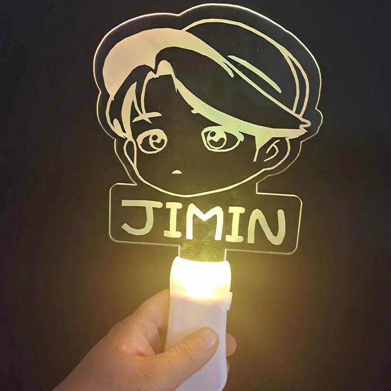 7 Colors Custom KPOP Bangtan Boys Lightstick Acrylic Fluorescent Flashing Stick Cartoon Staff Image Flash Stick for Concert