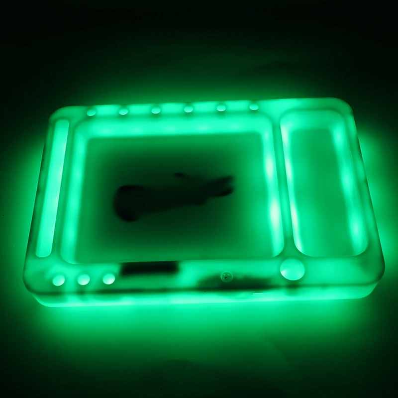 
Automatic Color Change Custom logo Led Light Up Smoking Rolling Tray Glowing in the Dark 