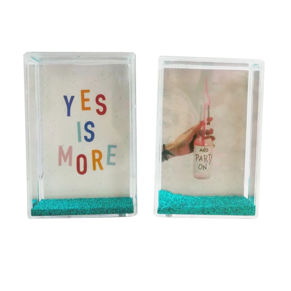 Wholesale Acrylic Customized 2x3 Picture Frame Instax Liquid Floating Mini Glitter Picture Photo Frame