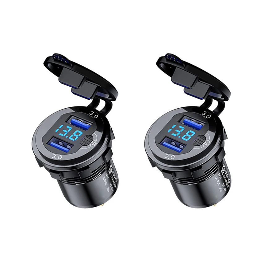 3.0 Panel Mount 36W 2 Port Charger 12V Dual USB Socket for Car Bus Boat RV