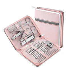 Miss You 26 Pcs  Custom Logo Personal Manicure Kit Nail Tools Girls Pink Manicure Pedicure Set with Zipper Case
