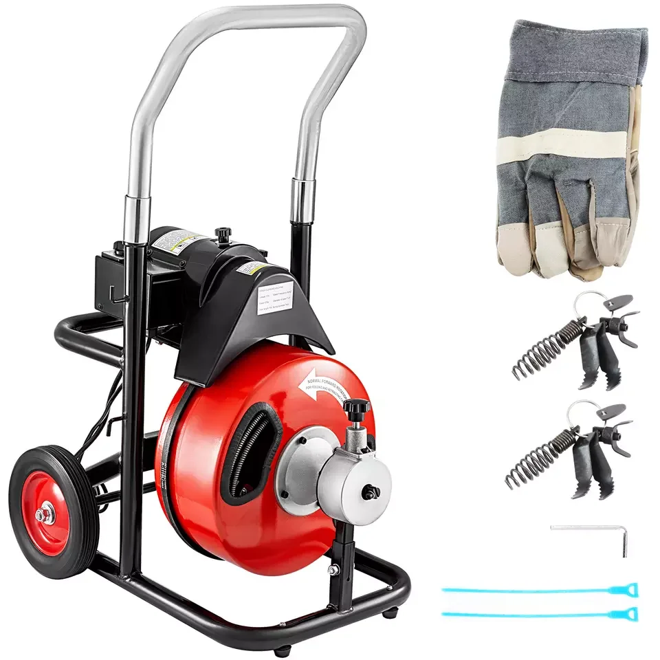 Best Price Plumbing Equipment Unclogging Cleaner Red Electric Drain Pipe Cleaning Machine For Sale
