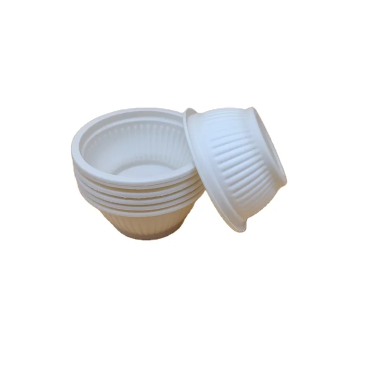 
Degradable corn starch disposable striped round bowl 