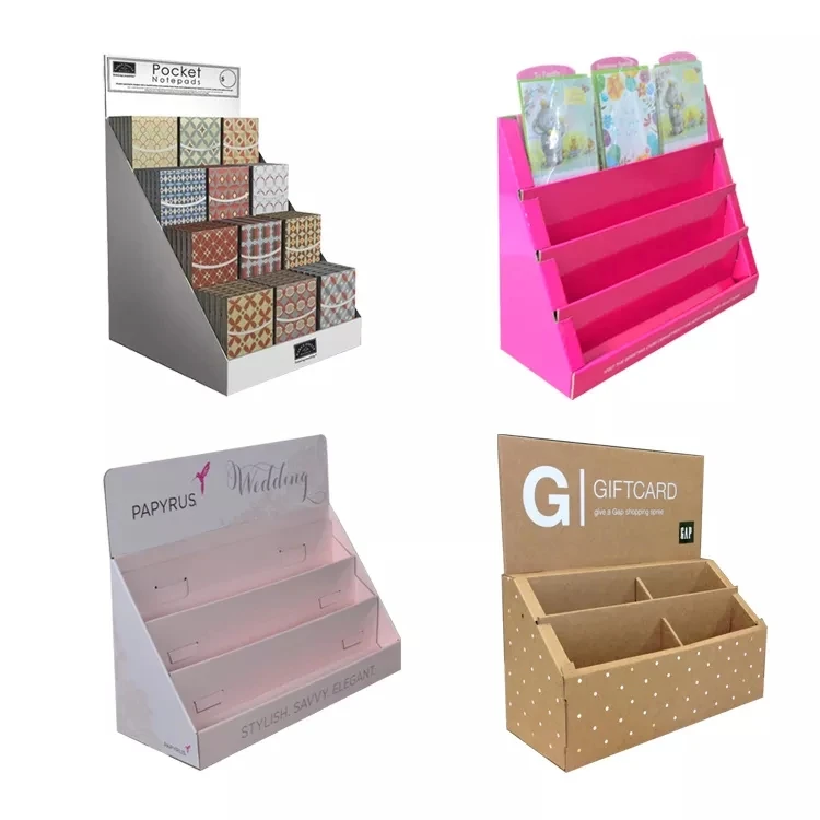 Pop Custom Cardboard Counter Display Stands Shop Design Paper Makeup Display Case/Rack/Shelves