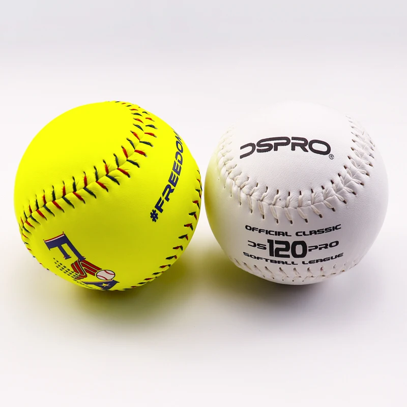 High Quality wholesale softball balls 12inch Optic yellow pvc leather high PK grade cork center softball With Hot sale