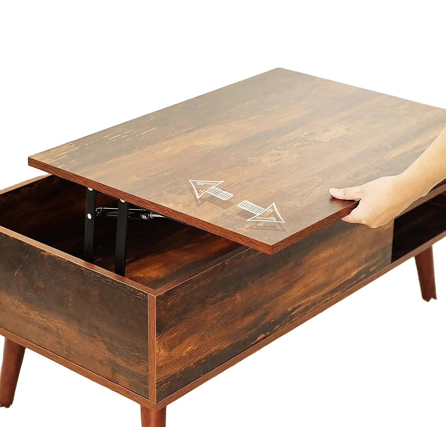 Coffee Table Lift Top Coffee Table Retro Central Table with Wooden Lift Tabletop for Living Room