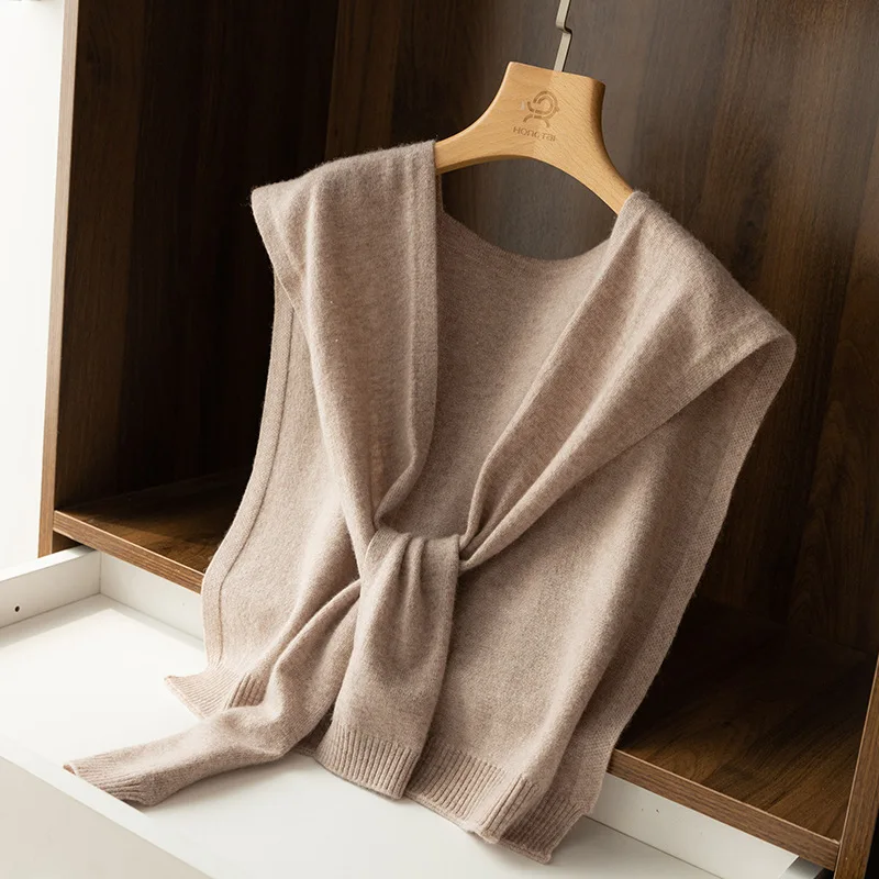 Новинка Осень-зима 2023 кашемировая Маленькая вязаная шаль с узелком шарф и накидка на плечо из шерсти тонкая женская