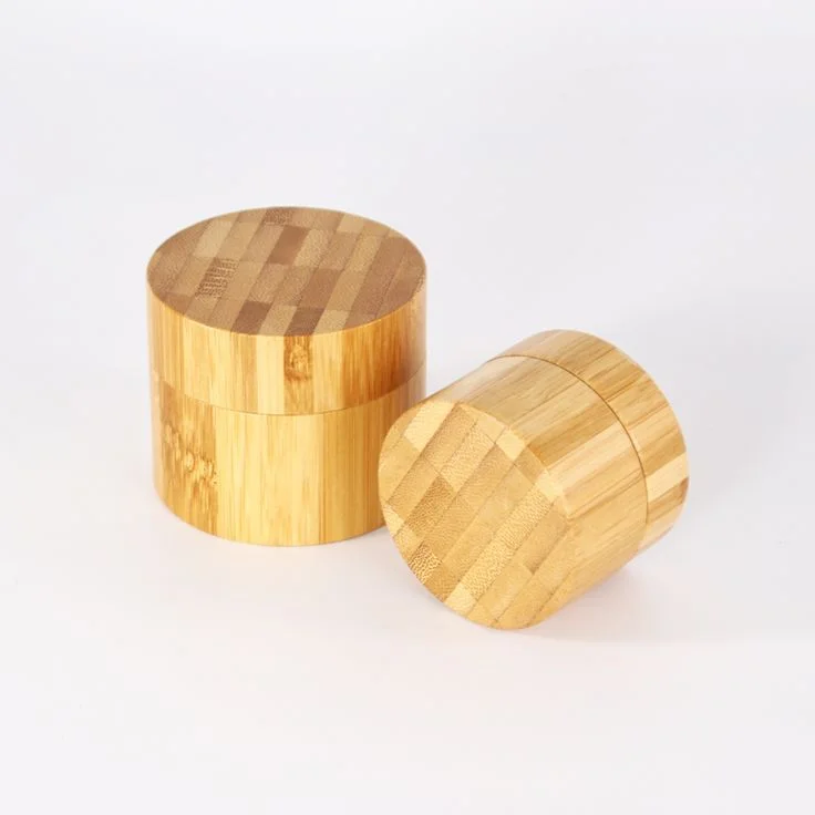 Wholesale Glass Containers Bamboo Lip 2oz 3oz Dry Flower Bamboo Wooden Glass Jar with Wooden Lid