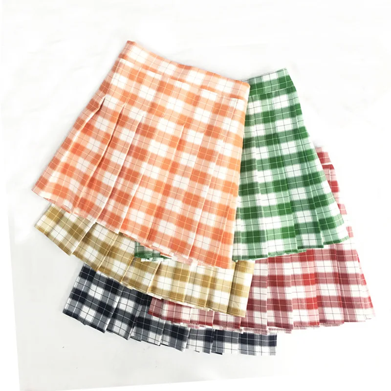 Children School Uniforms Plaid Skirt Kids Girls Pleated Plaid Skirt High Waist Girl School Uniforms Mini Knife Pleated Skirts