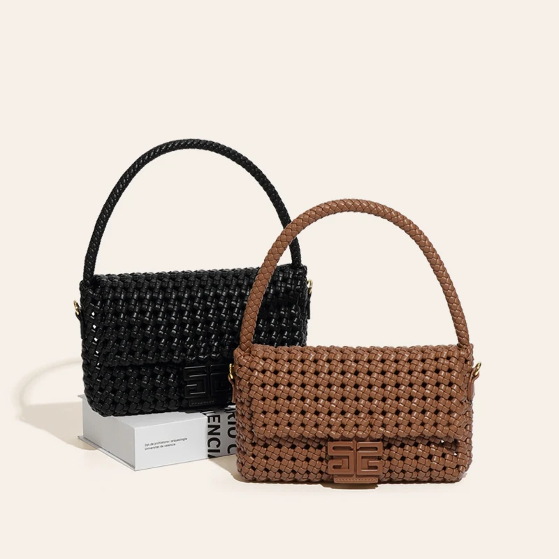 European braided bag tote handbags for women handmade versatile underarm bag windmill knot  advanced sense crossbody bag