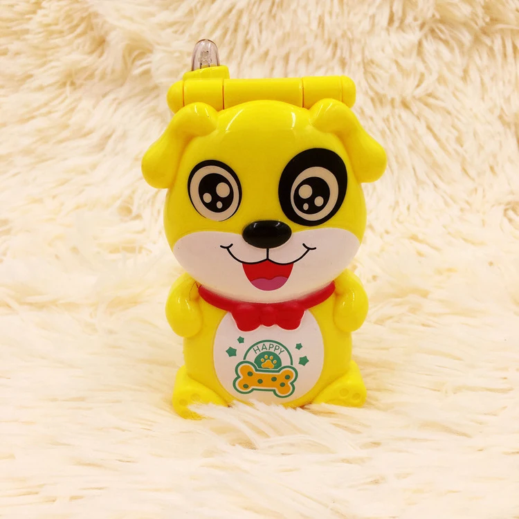 Customized Hot Selling Baby Music Early Education Toys Plastic Cartoon Dog Animal Flip Cover Music Light Story Phone Toys