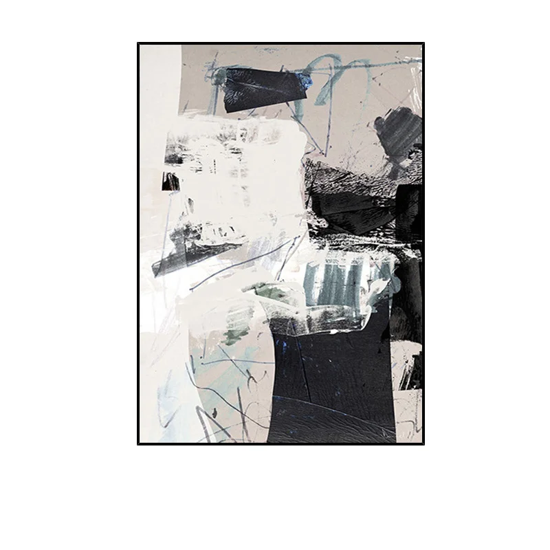 Handmade Black and White modern Abstract Design Wall Art hand painted Abstract Canvas Oil Painting for living room home decor