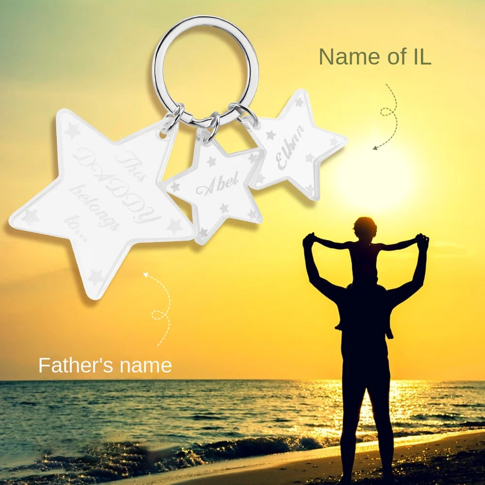 Customized Acrylic Keychain with Transparent Star Pendant and Name