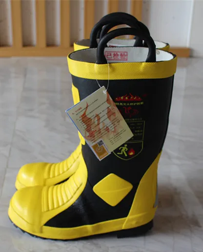 EN15090 Rubber Firefighting boots safety shoes for fireman worker black yellow