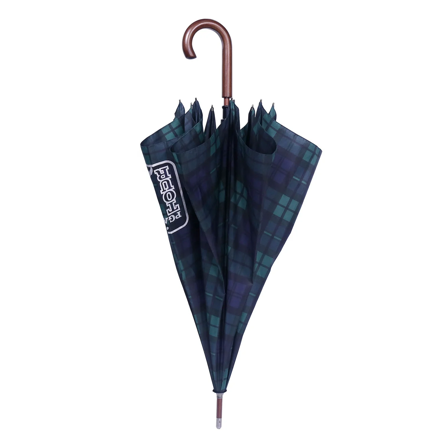 23 inch straight auto open umbrella with wooden shaft umbrella and wooden handle umbrella