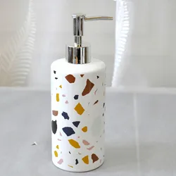 JIA SHUN 6 piece bathroom products round white glazed ceramic colorful irregular figures decal bathroom accessories set