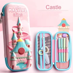 Custom Fashion Cute 3D Unicorn Leather Print EVA School Kids Pen Bag Case Pencil Case