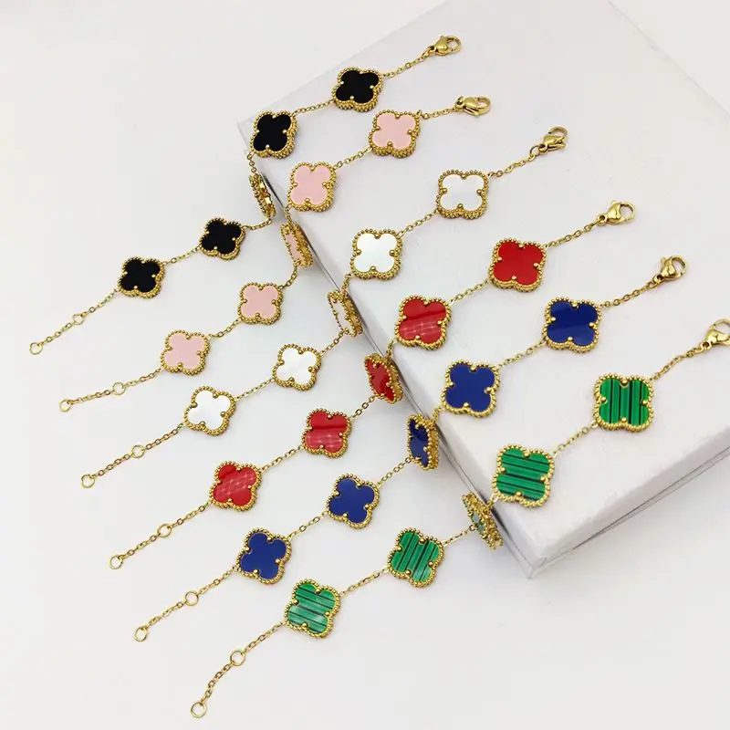 New 15mm Four-leaf clover bracelet for women luck Stainless steel jewelry  popular Designer jewelry bracelet for women girls