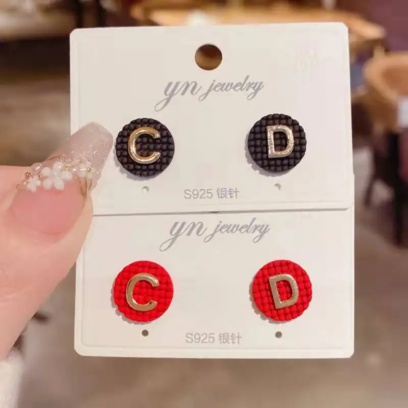 High Quality CD Earring Ethnic Letter Red Jewelry New Year Gift